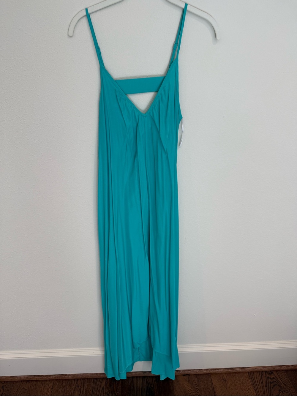 Slip Maxi Dress in Teal with Adjustable Spaghetti Straps